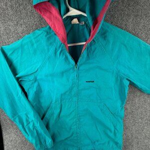 VTG Mont-bell Jacket 80s 90s Nylon USA Made Small Blue Pink Full Zip Hooded